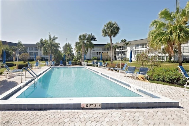 view of pool featuring a patio area