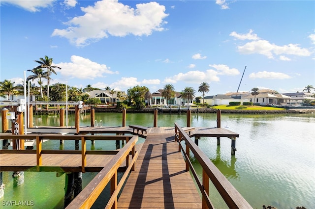 view of dock featuring a water view