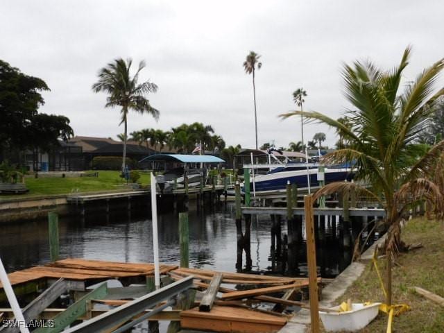 dock area with a water view