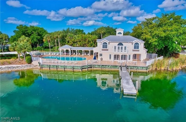 2657 Aft Ave, Naples, FL 34109 - rear view of property featuring a gazebo and a water view
