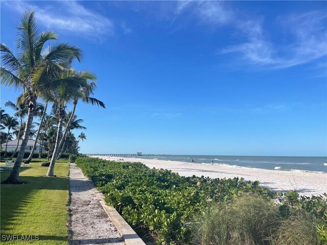 property view of water featuring a view of the beach