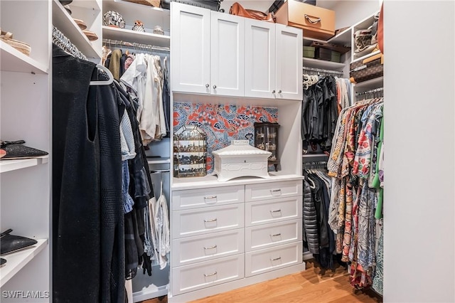 spacious closet featuring light wood-style floors