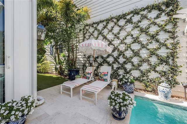 view of patio / terrace with an outdoor pool