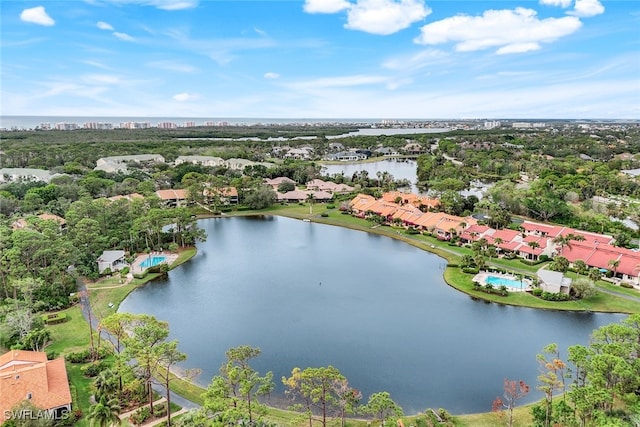 bird's eye view featuring a water view