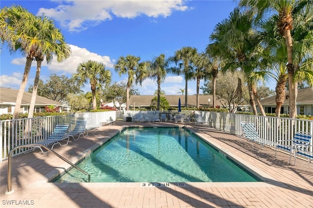 view of swimming pool featuring a patio