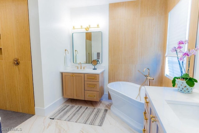 bathroom with vanity and a bathing tub