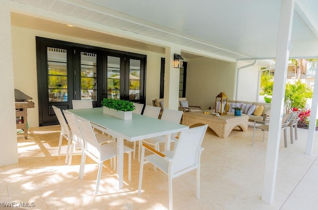 view of patio / terrace featuring an outdoor hangout area and french doors