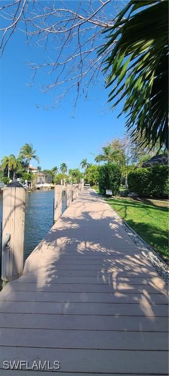 view of dock featuring a water view