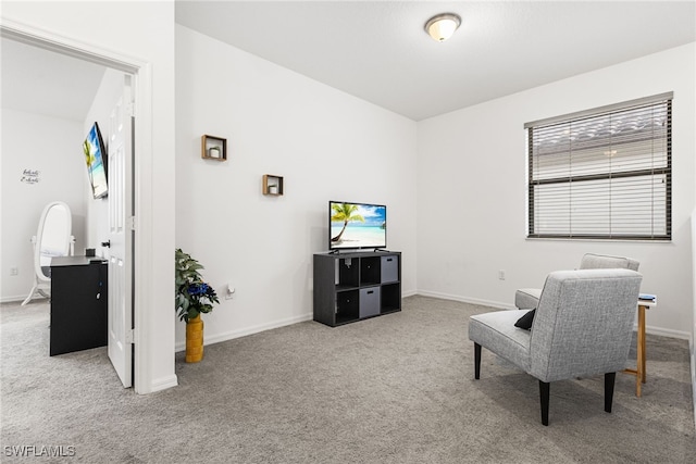 living area with carpet floors