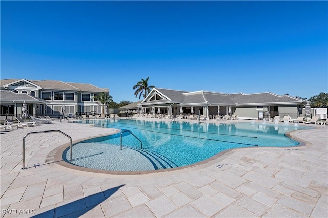 view of pool featuring a patio