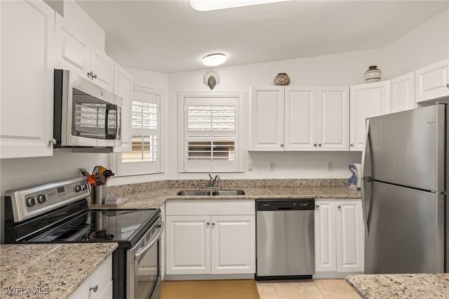 kitchen featuring sink, white cabinets, and appliances with stainless steel finishes