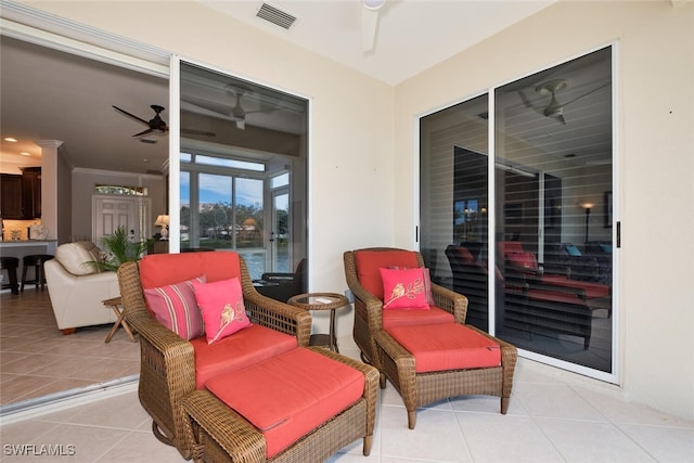 view of patio with ceiling fan