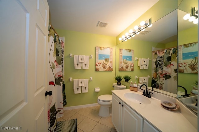 bathroom featuring tile patterned flooring, vanity, and toilet