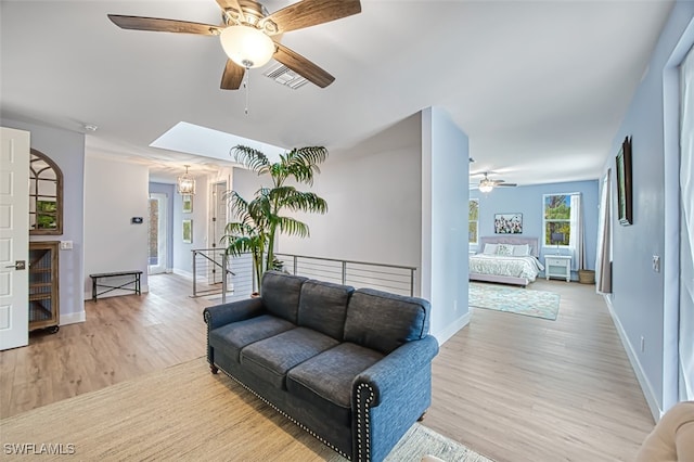 living room with light wood-type flooring