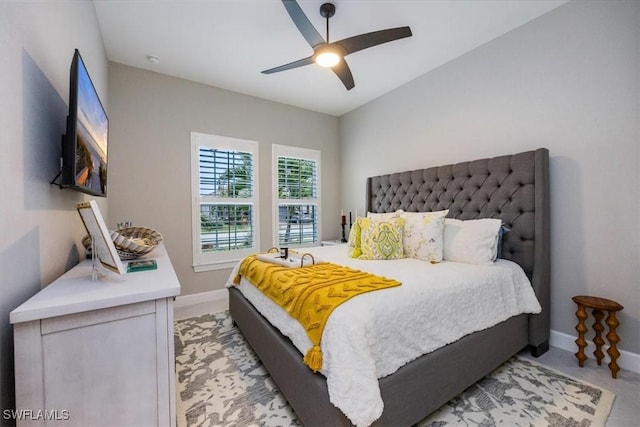 bedroom featuring ceiling fan