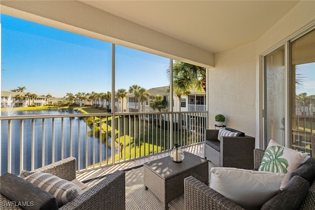 balcony with a water view