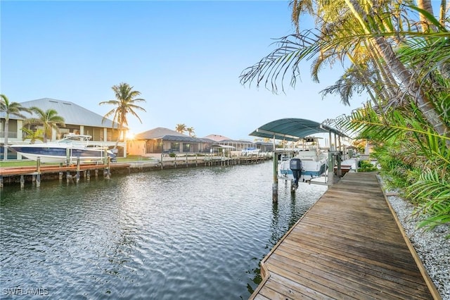 dock area featuring a water view