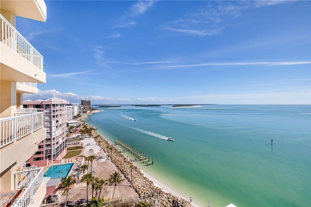 property view of water with a view of the beach