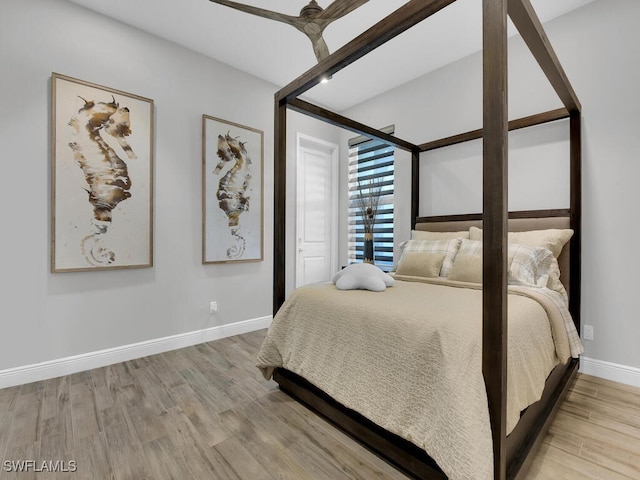 bedroom featuring light wood-type flooring