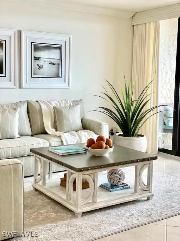 view of tiled living room