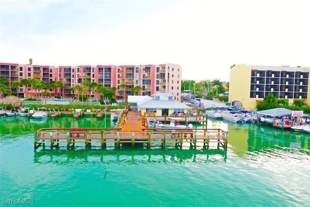 view of dock featuring a water view