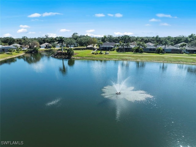 view of water feature with a residential view