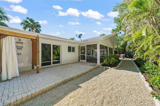 back of house featuring a sunroom and a patio