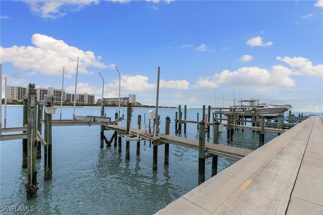 view of dock featuring a water view