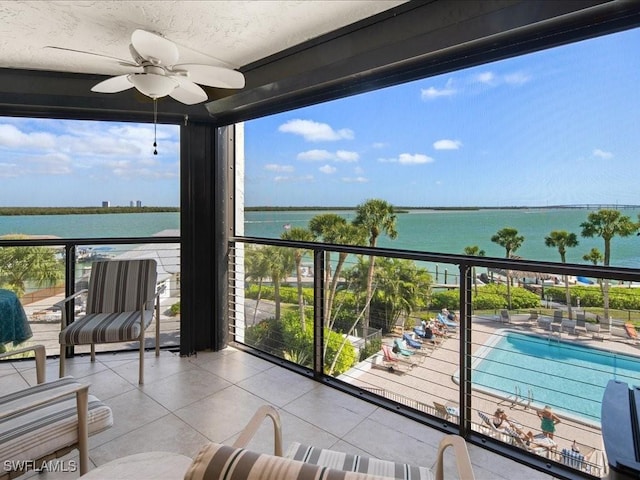 balcony with a water view