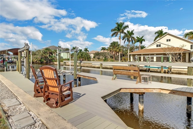 dock area featuring a water view