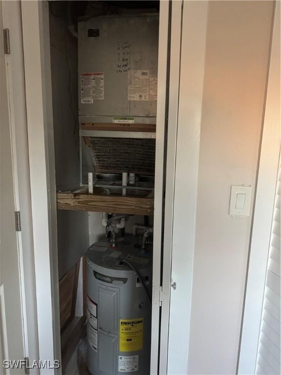 utility room with water heater