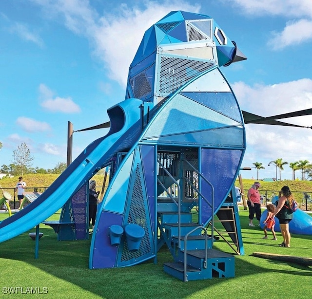 view of jungle gym with a yard