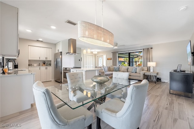 dining area with sink