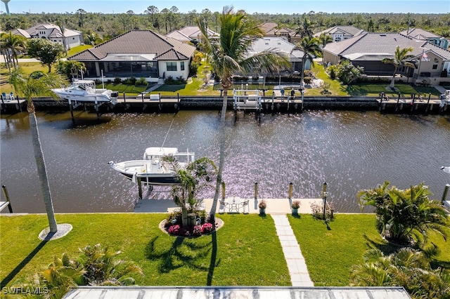 property view of water featuring a dock