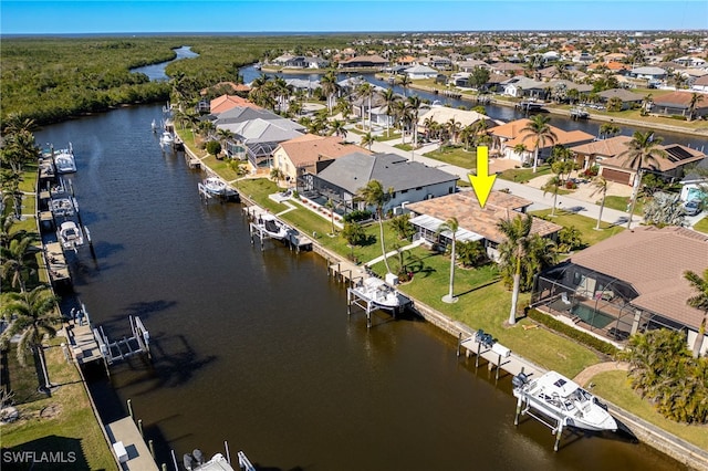 bird's eye view featuring a water view