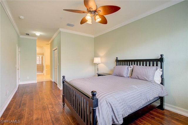 13911 Lake Mahogany Blvd Unit 2922, Fort Myers, FL 33907 - bedroom featuring crown molding, baseboards, hardwood / wood-style flooring, and visible vents