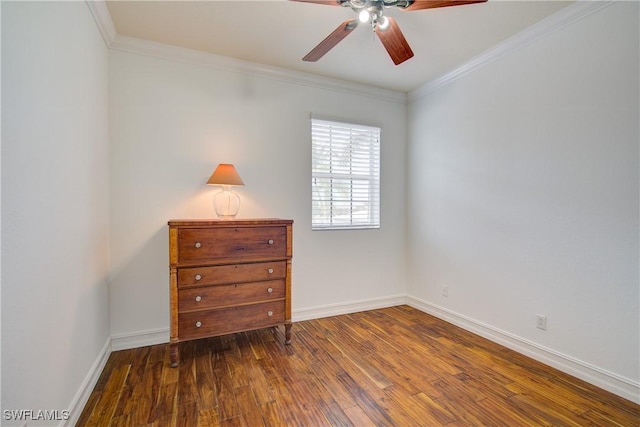 13911 Lake Mahogany Blvd Unit 2922, Fort Myers, FL 33907 - bedroom featuring baseboards, ornamental molding, a ceiling fan, and wood finished floors