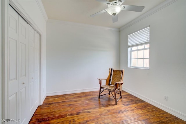 13911 Lake Mahogany Blvd Unit 2922, Fort Myers, FL 33907 - unfurnished room featuring baseboards, ceiling fan, ornamental molding, and wood finished floors