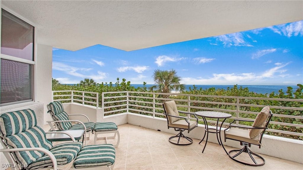 balcony with a water view