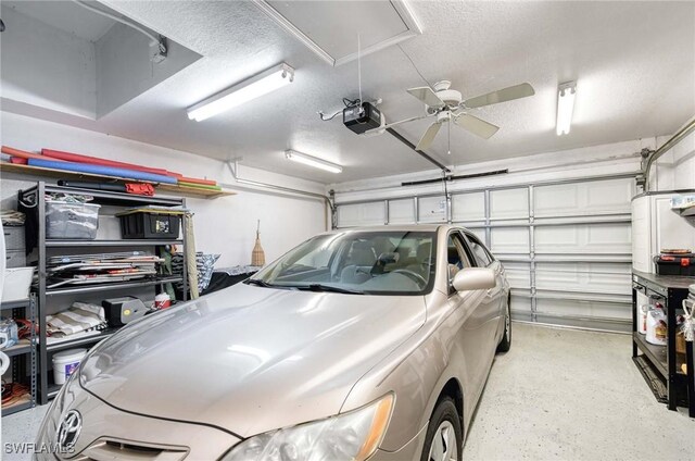 garage with a garage door opener