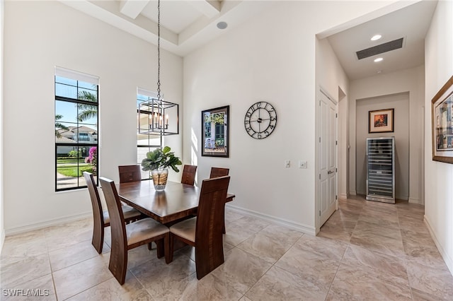 dining room with wine cooler