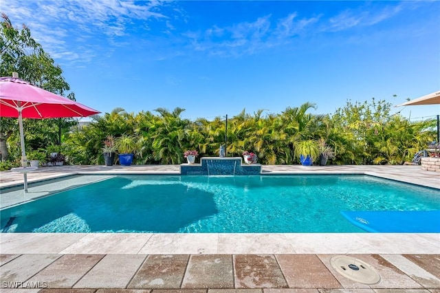 view of pool featuring a patio