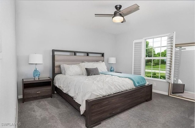 bedroom with carpet and ceiling fan