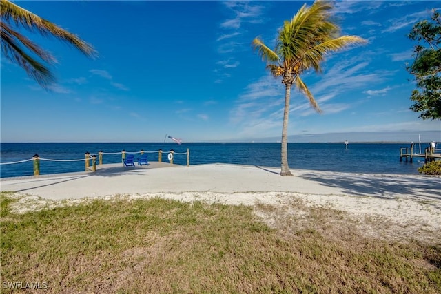 exterior space featuring a water view