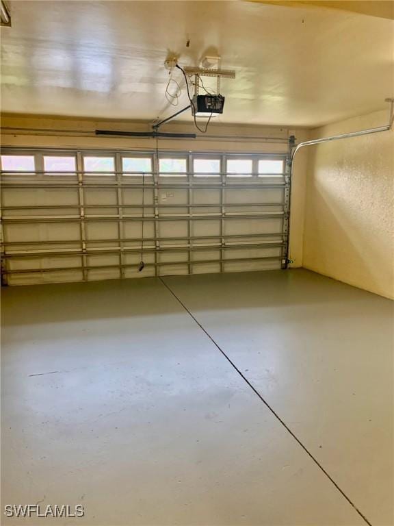 garage with a garage door opener