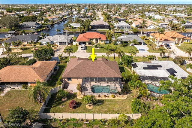 aerial view with a residential view