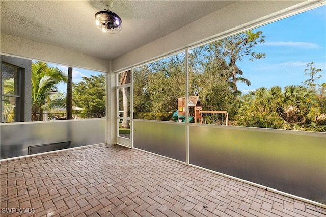 view of unfurnished sunroom