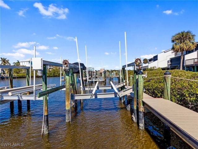 view of dock featuring a water view