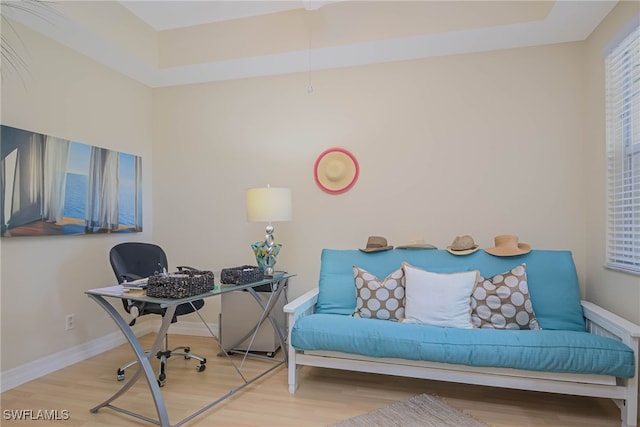 office area featuring hardwood / wood-style flooring