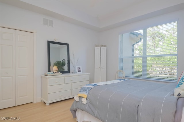 bedroom featuring light wood-type flooring